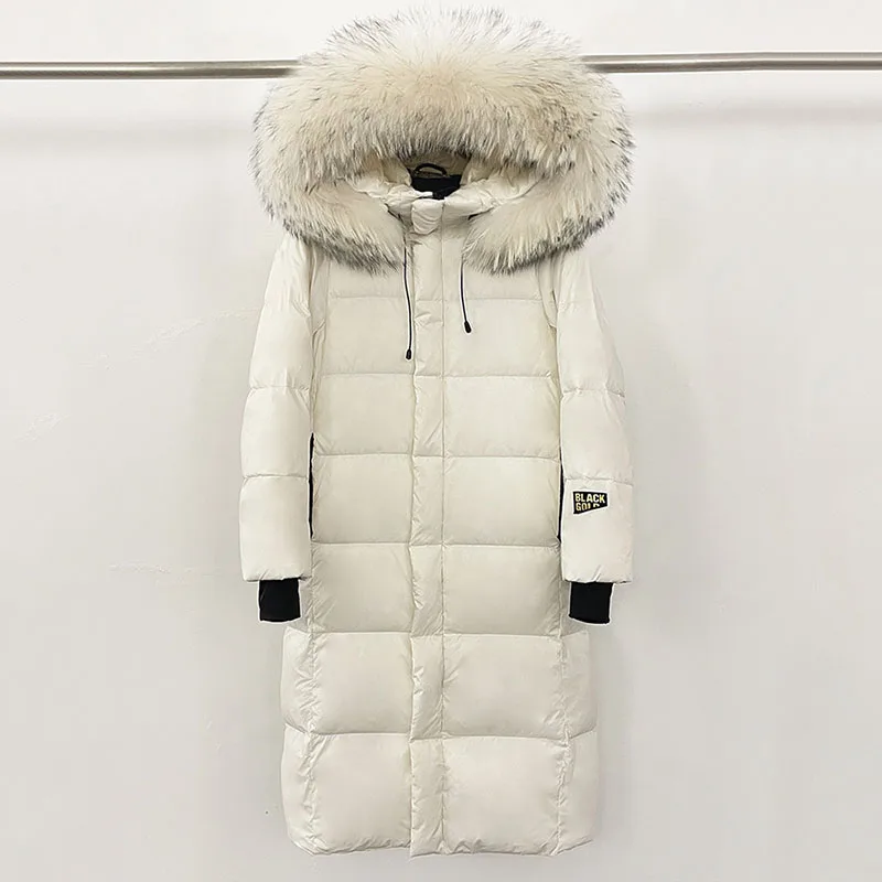 Novo inverno engrossado para baixo jaqueta feminina pato branco 2025 gola de pele natural à prova de frio de alta qualidade jaqueta feminina h549