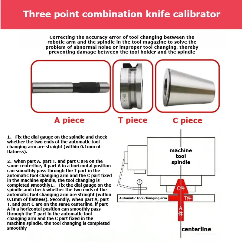 Precision ATC Spindle Alignment Tool for BT30, BT40, HSK63A, SK40, CAT40 – for Auto Tool Changer Calibration & Detection