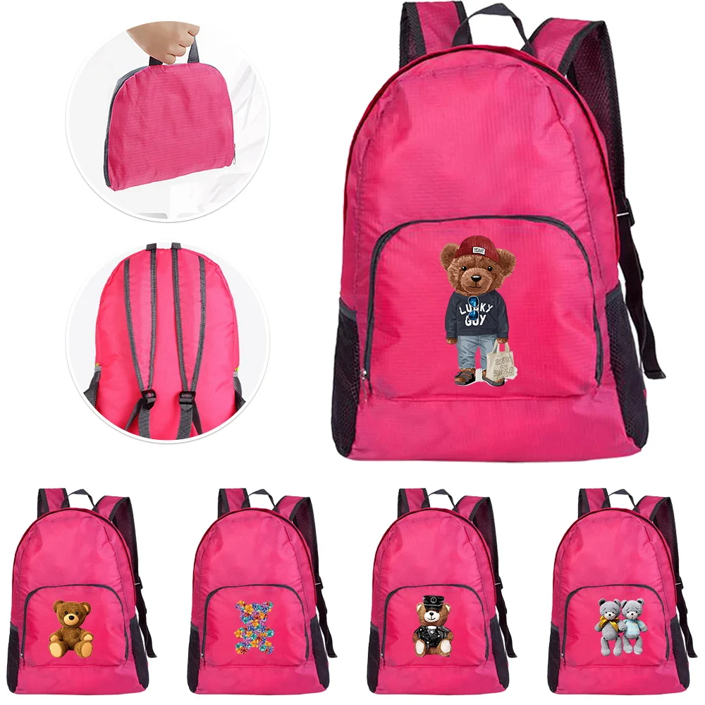 

Hiking Daypack Foldable Company Activity Outdoor Travel Bag Bear Printing Series Reusable Eco-friendly Storage Backpack