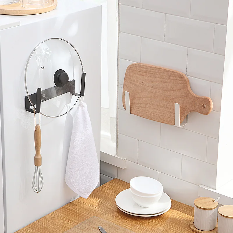 

1PC Wall Mounted Pot Cover Rack Kitchen Cutting Board Non Perforated Rack Storage Chopping Board Shelf Home Kitchen Supplies