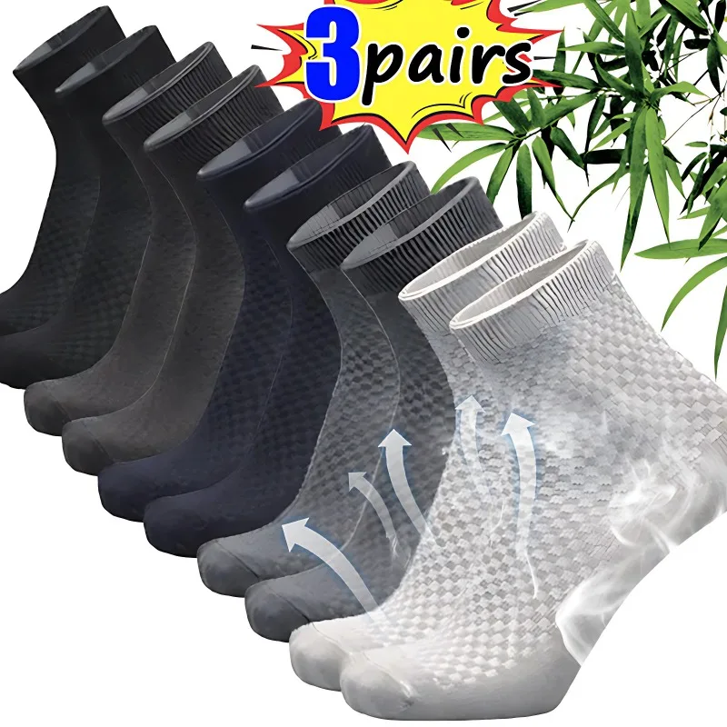 Men's Bamboo Fiber Socks Men Deodorant Sock High Tube Business Solid Breathable Men Women Elastic Socks Casual Man Dress Sock