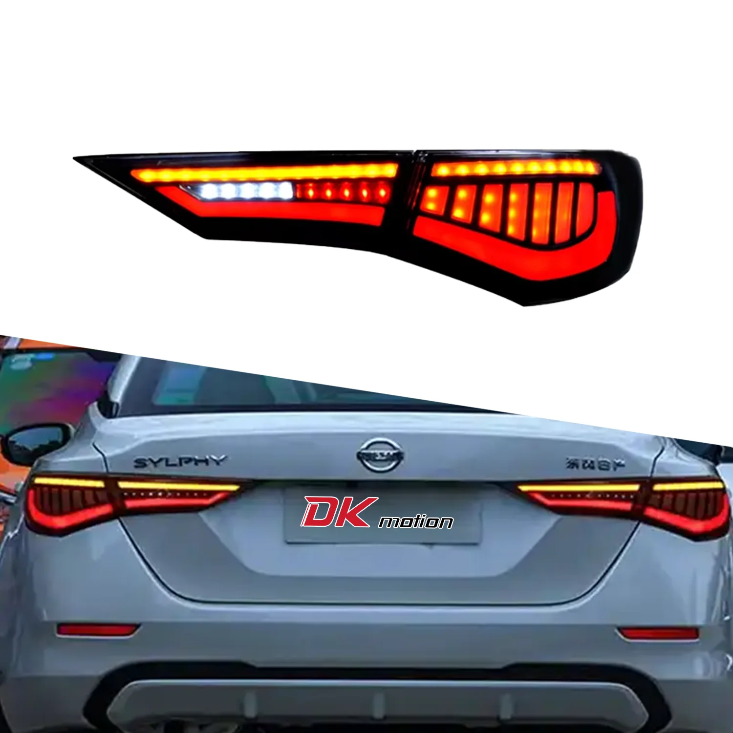 DK Motion LED Tail Lights For Nissan Sylphy Sentra 14th 2020-2024 With Dynamic Animation Auto Parts Led Tail Lamp Assembly