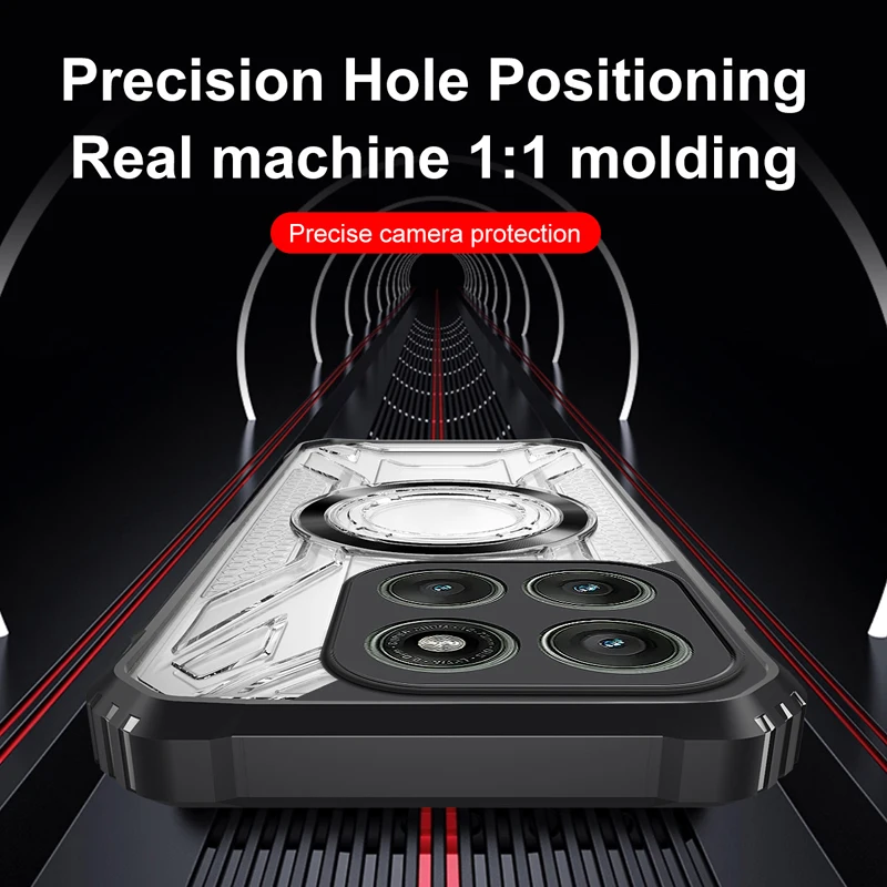 Para Motorola MOTO Edge 60 Pro 50 60 Fusion funda a prueba de golpes patrón de CD magnético transparente duro PC + TPU armadura cubierta