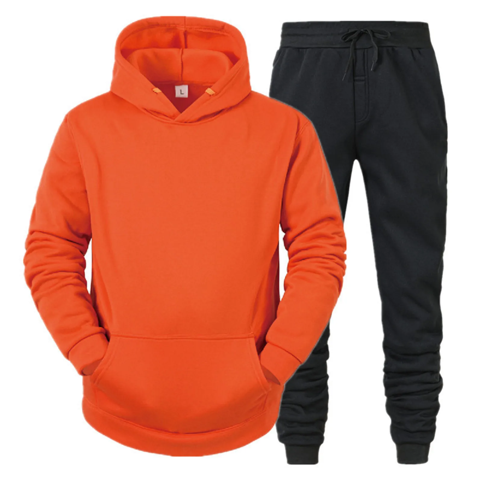 Conjunto de chándal para hombre, ropa deportiva de manga larga, Sudadera con capucha y pantalones de chándal de cintura alta con cordón, y2k, 2024