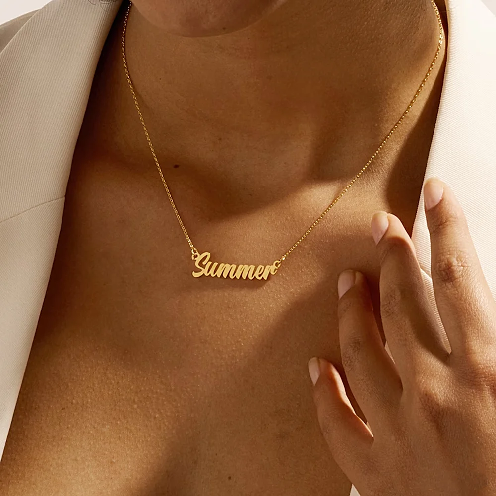 Custom Name Edelstahl Halsketten für Frauen Personalisierte Brief Anhänger Gold Choker Schmuck Geschenke kann gefertigt in Russische