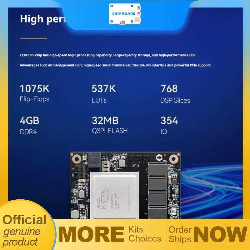 ALINX AXKU095 V1.0 Kintex UltraScale FPGA development board featuring high speed PCIe 3.0 interface for acceleration tasks