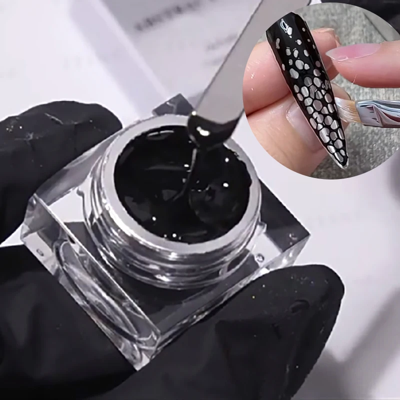 #2025 New Christmas Black&White Lace Gel Nail Polish Abstract/Bubble/Ocean Wave Lace Nail Gel DIY Texture…