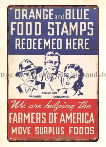 1914 WW1 American farmer Orange blue food stamps tin sign prints and artwork