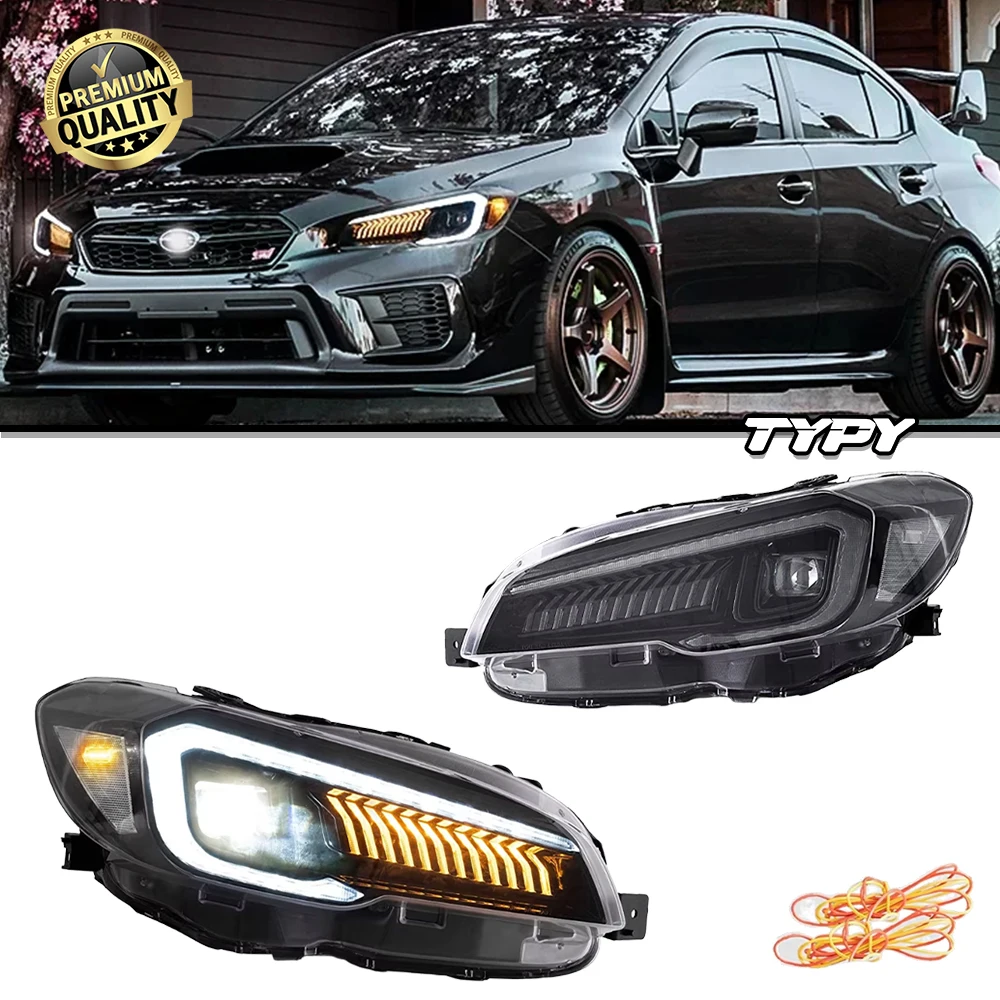 

Полностью светодиодные фары для Subaru WRX STI 2015 2016 2017, автоаксессуары, прозрачные передние фары в сборе с динамическим приветствием, ходовые огни