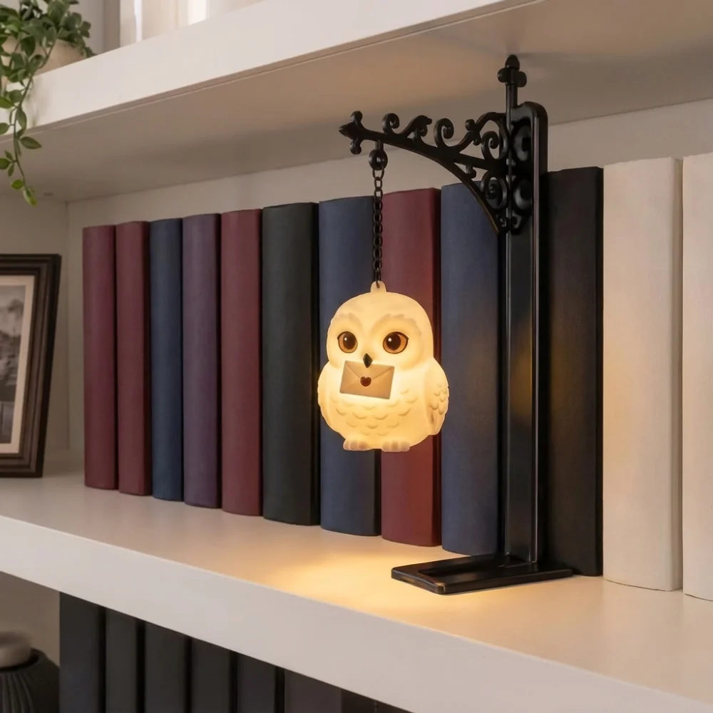 Vintage Owl Bookshelf Lamp Deer Bird Wrought Iron Library Lantern Fairy Style Fantasy Animal Hanging Lamp Birthday Gift