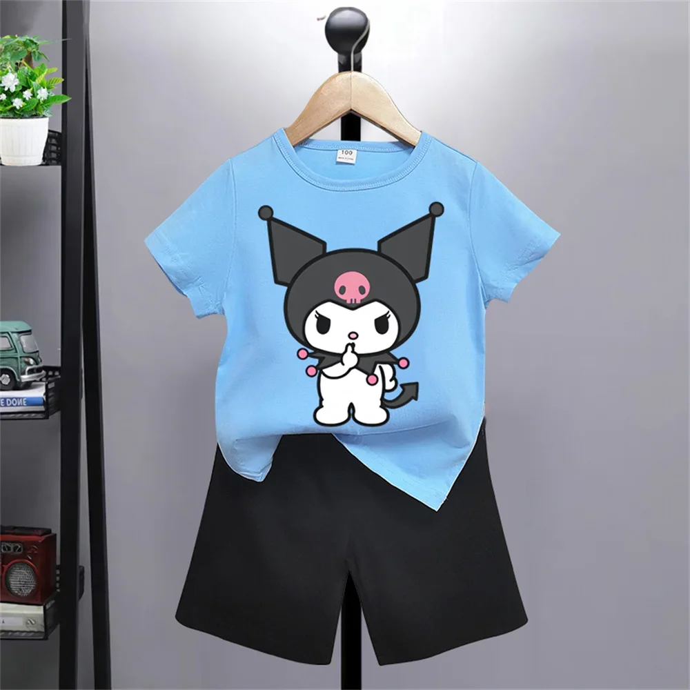 Top Designer Brand Sanrio Summer Set Children's Printed Clothing Boys Girls Tops Shorts Sportswear 3-14 Years Old