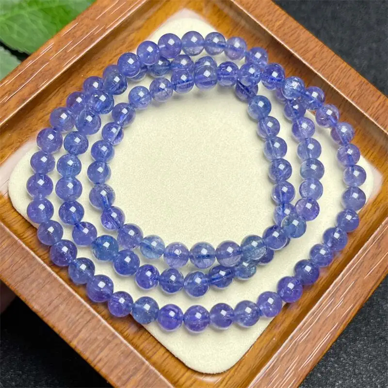 Natural Tanzanite Triple Circle Bracelet Reiki Healing Fengshui Fashion Jewelry For Women Holiday Gift 1PCS 6MM