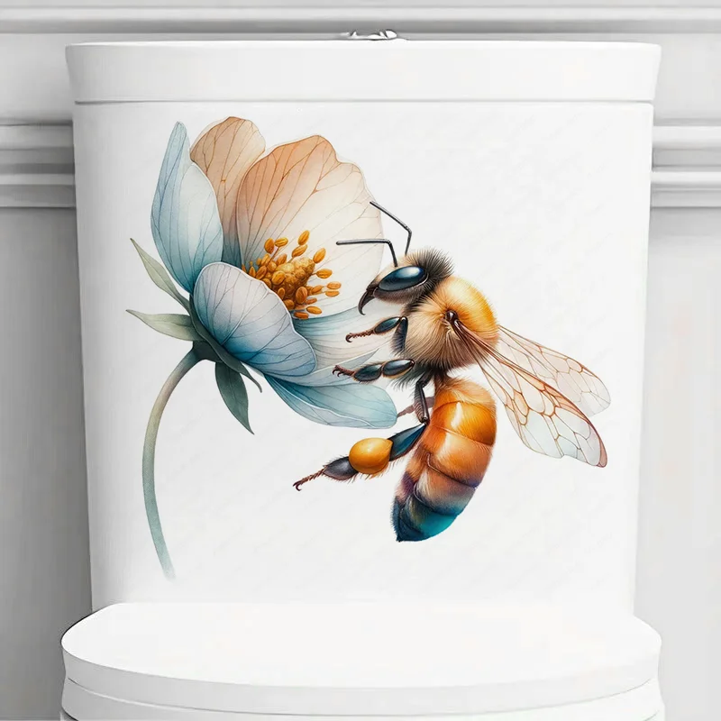 

QT622# Vibrant Bee Toilet Stickers Decoration for Living Room, Wall, Bedroom, and Home Decor Car Decals Self-Adhesive