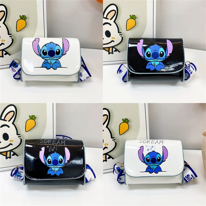 Lilo & Stitch Children Crossbody Bag Stitch Cute Cartoon PU Leather Shoulder Bag Mini Storage Bag Coin Purse Kids Birthday Gift