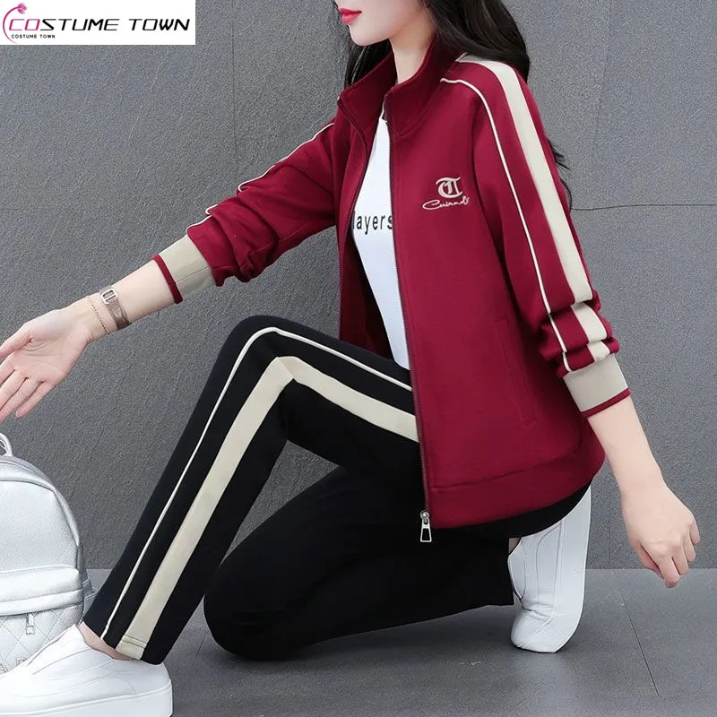 

High end sports suit for women in spring and autumn 2024 new casual running fashion slim fit three piece set