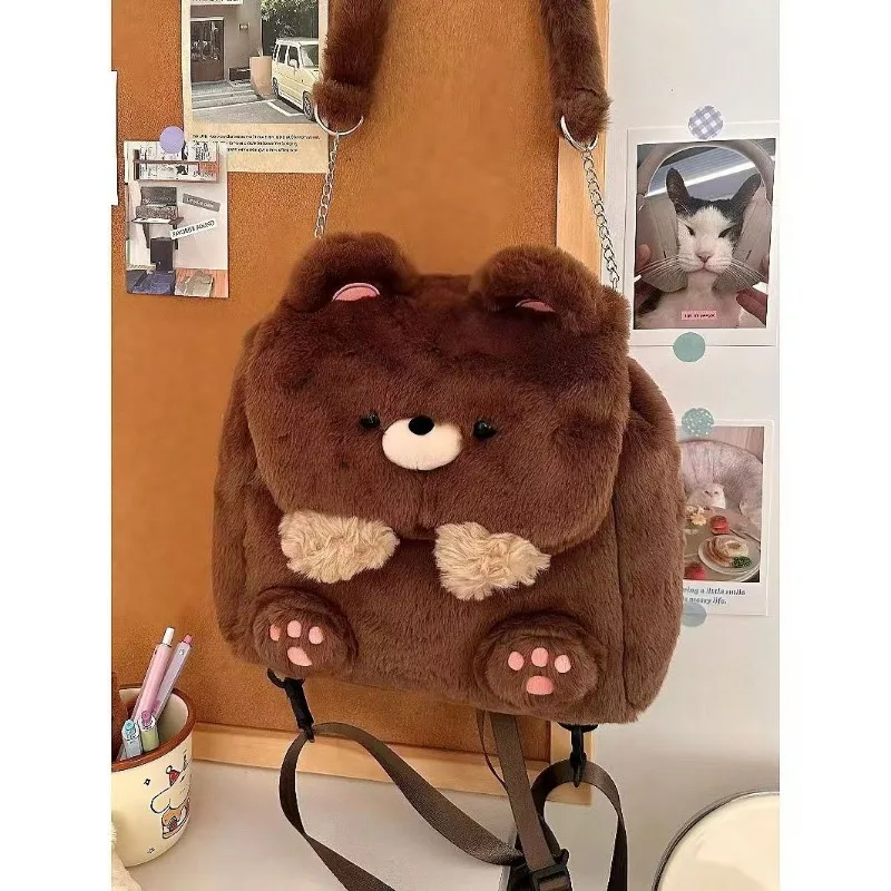 Love Teddy Bear Plush Backpack JK Doll Cute Backpack Cartoon Girl Heart Backpack Cute Student Commuting fashion Bags for Women