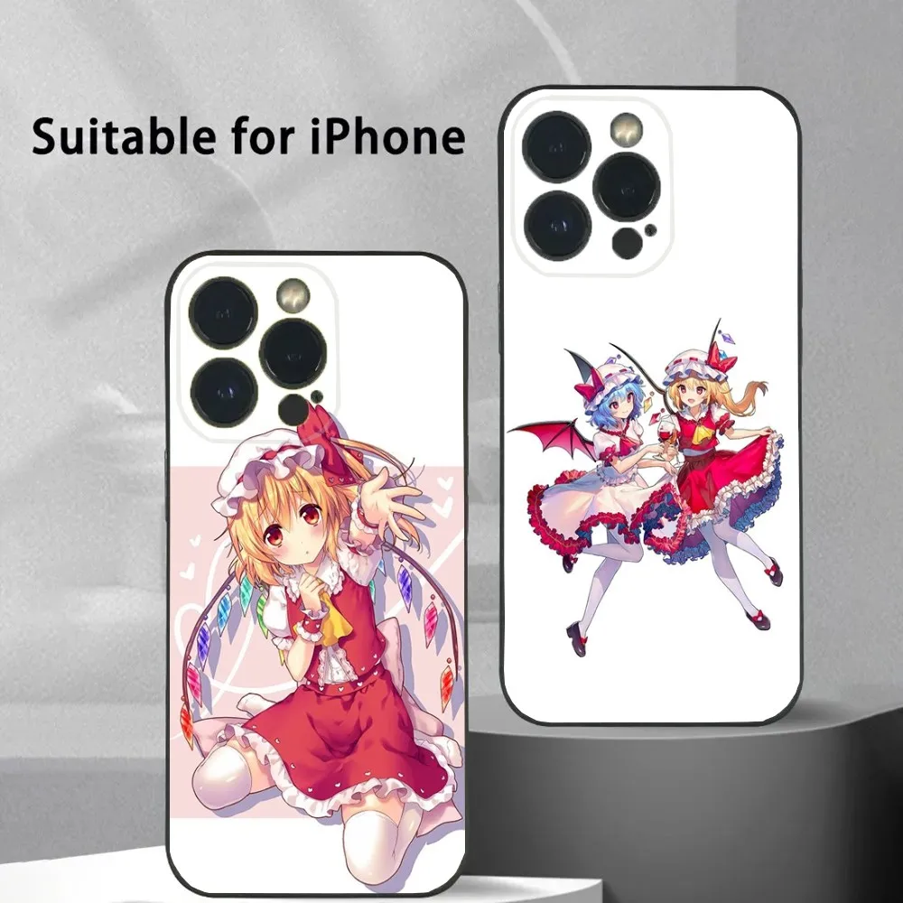 Flandre Scarlet T-TouHou P-Project Phone Case For iPhone 16 15 14 13 12 11 Plus,Pro Max,XS,X,XR,SE,Mini,8,7 Soft Silicone Black