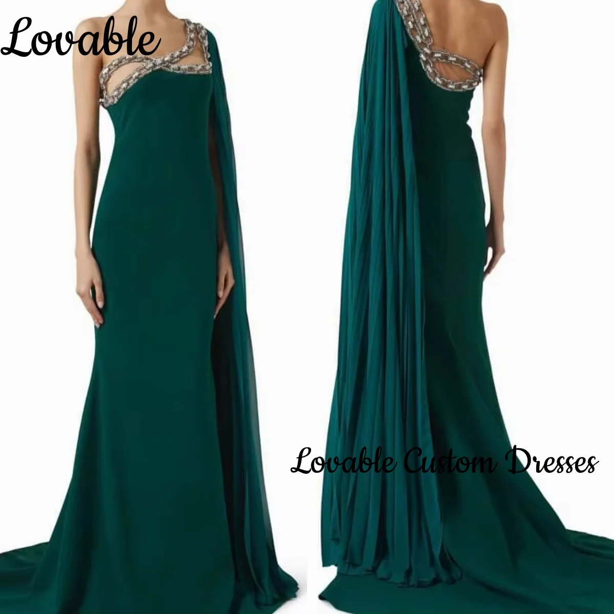 

Роскошные платья без рукавов на заказ Вечерние элегантные платья русалки на одно плечо для женщин Платья длиной до пола с бисером