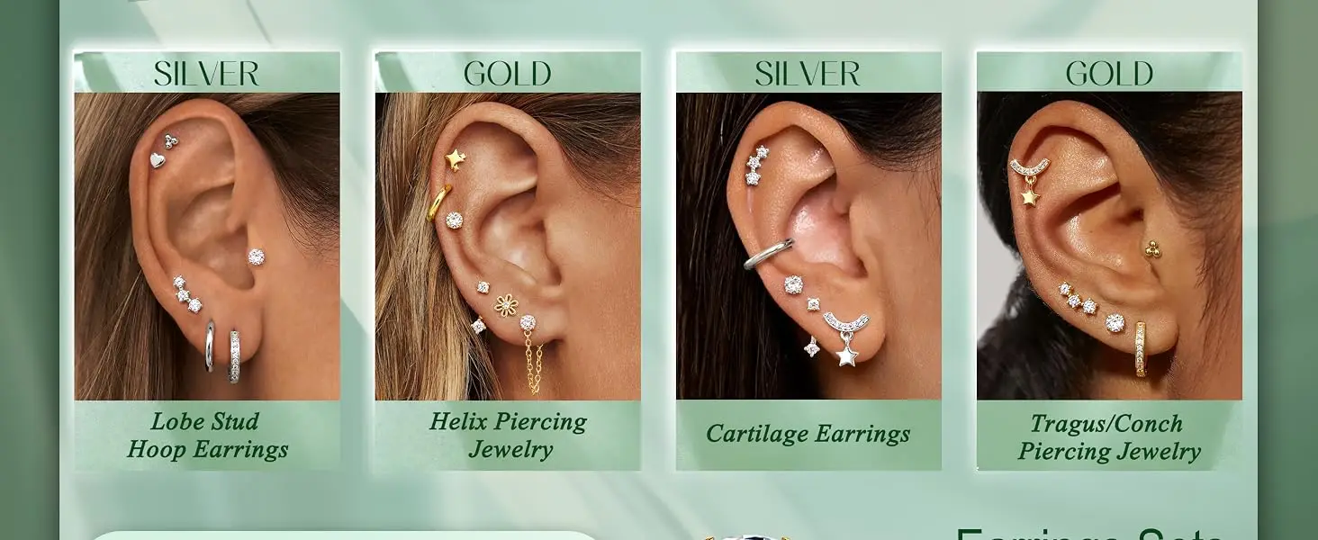 18 Pairs Hypoallergenic Flat Back Earrings Cartilage Earring Stacks 14K Gold Plated Surgical Steel, Dainty Small Hoops Earrings Set for Sensitive Ears Women's Jewelry Gift