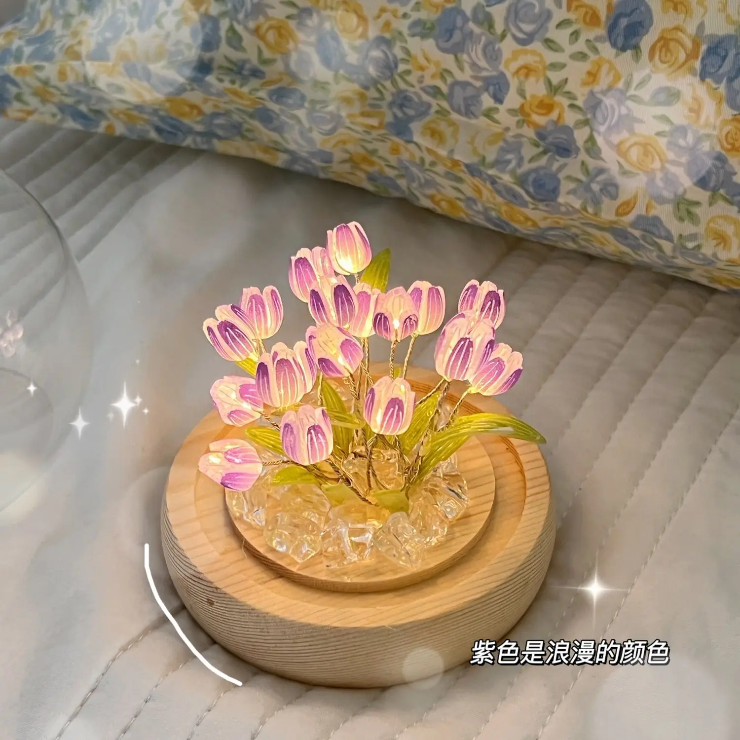 Handmade Tulip Night Light ความร้อนฟิล์ม DIY วัสดุข้างเตียงเครื่องประดับการตกแต่งบ้านประณีตสำหรับแม่ Gitlfriend