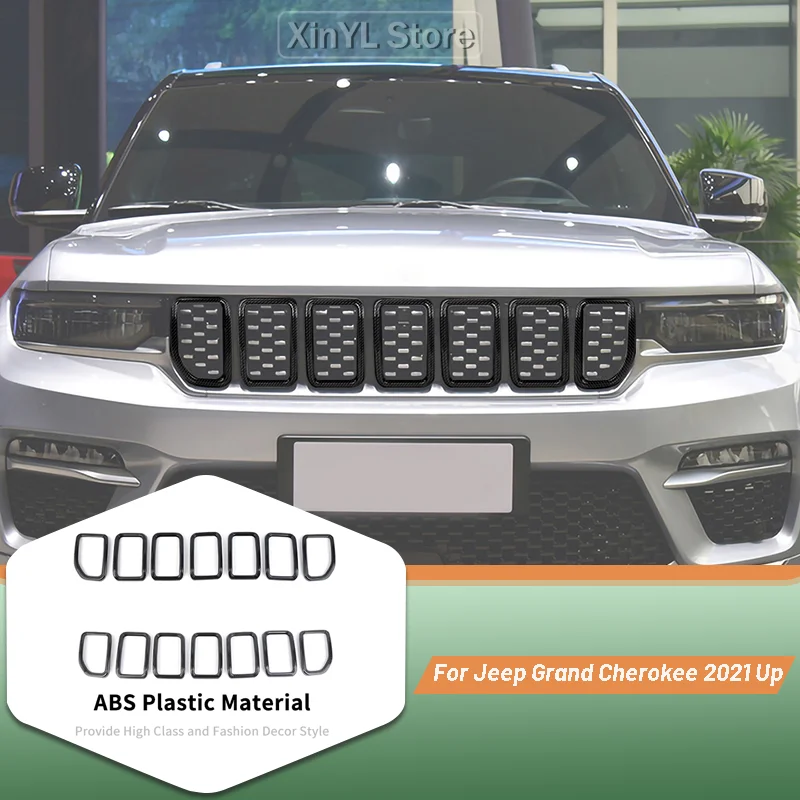 

Комплект из 7 накладок на переднюю решетку радиатора для Jeep Compass 2021 года и новее, ABS, внешние аксессуары