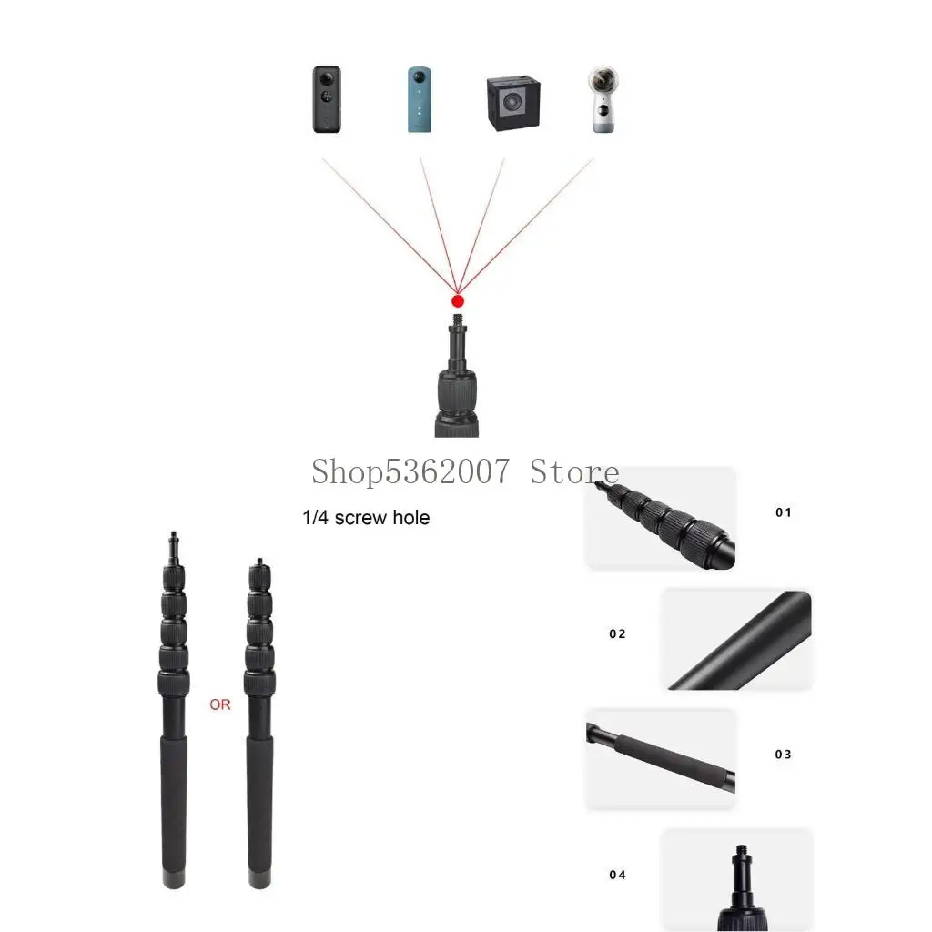 6-Section Extendable Microphone Arm Pole for Filming with 1/4