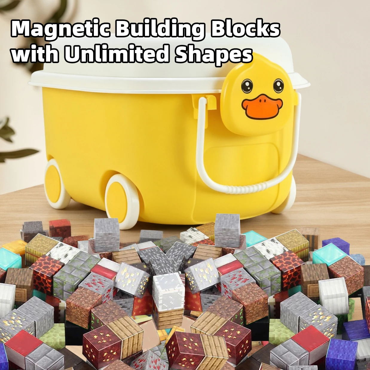 Duck Storage Box Magnetic Building Blocks Desk Game DIY Construction Puzzle Assembly Toy Building Blocks Architecture