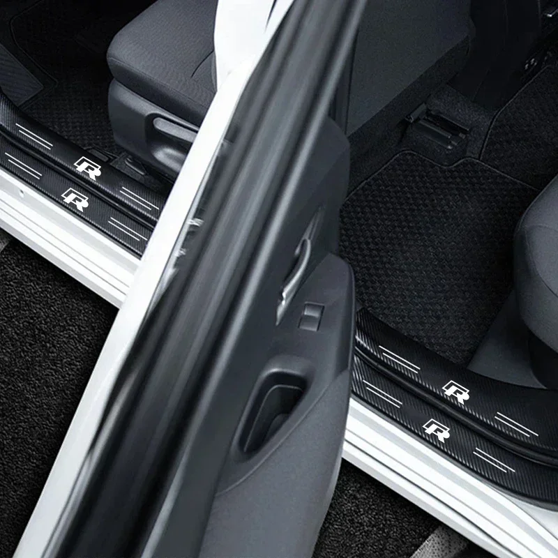

Styling Mouldings 2026 Hot For VW VOLKSWAGEN 1/4/5Pcs Car Door Sill Scuff Plate Decor Carbon Fiber Stickers For Volkswagen R Tou