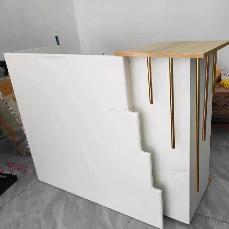 Modern Simple Office Reception Desks Clothing Store Front Desk Cashier Small Bar Table Beauty Salon Reception Desk Counter Z