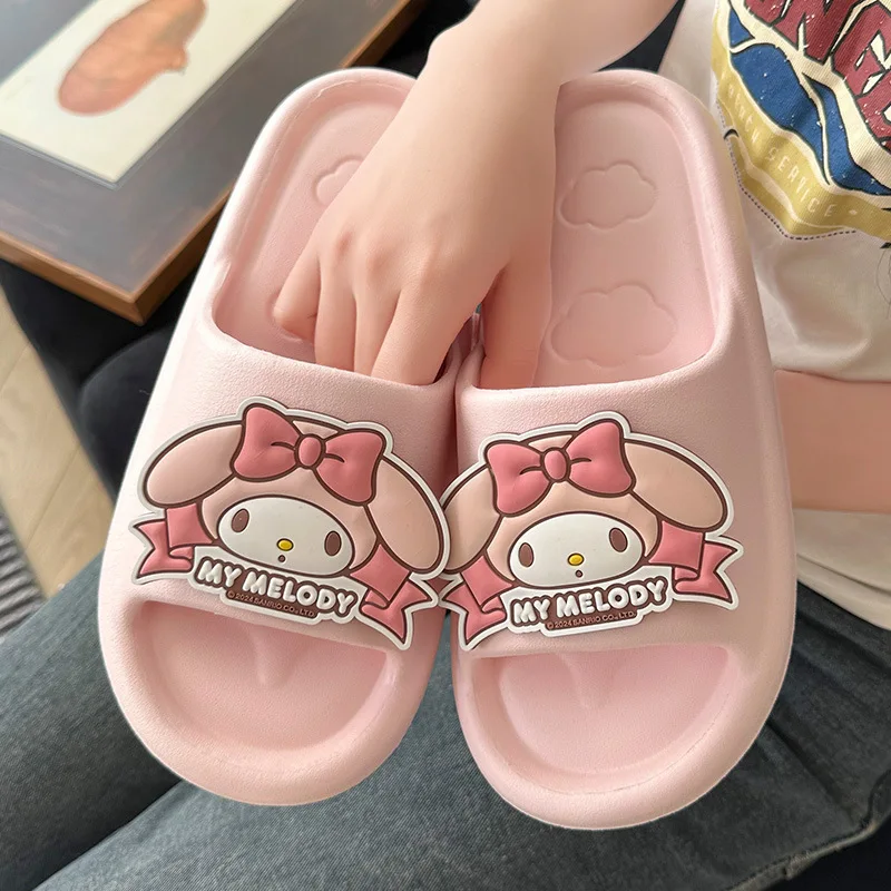 Soft EVA Sole Cartoon Cute Slippers Comfortable Thick Kuromi Melody Cinnamoroll Antislip Sweet Style image 5