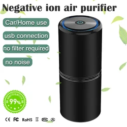Purificador de aire de coche de aleación de aluminio, purificador de aire de coche de iones negativos usb