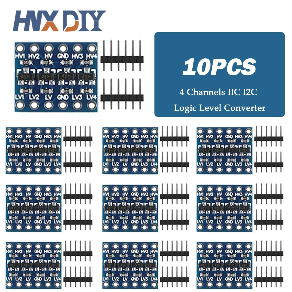 10pcs 4 Channels IIC I2C Logic Level Converter Bi-Directional Module 3.3V to 5V Shifter for Arduino