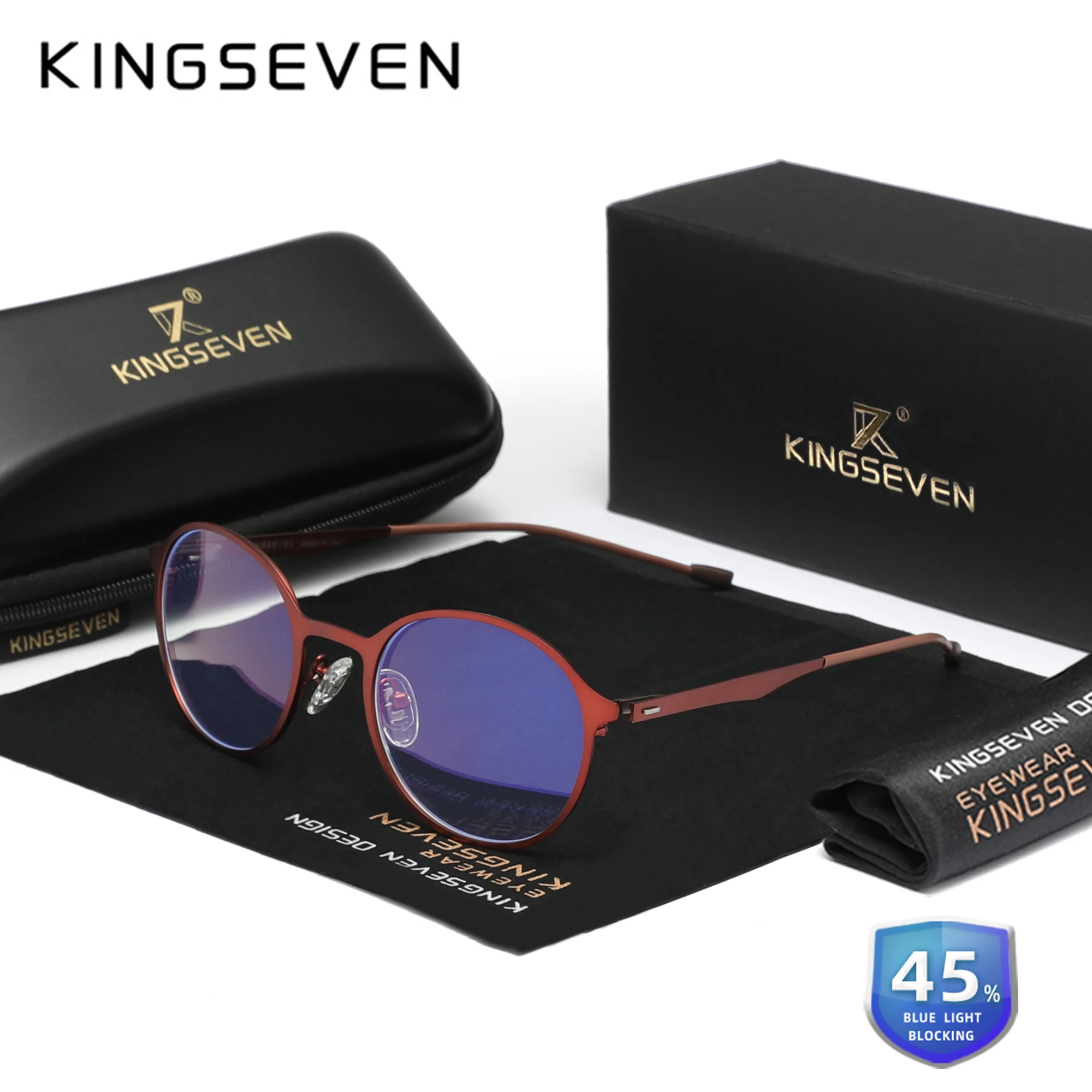 KINGSEVEN Blue Blocking Optical Glasses Men/Women Phone Computer Anti-Blue Ray Eyewear Oval Frame Transparent Lenses Eyeglasses