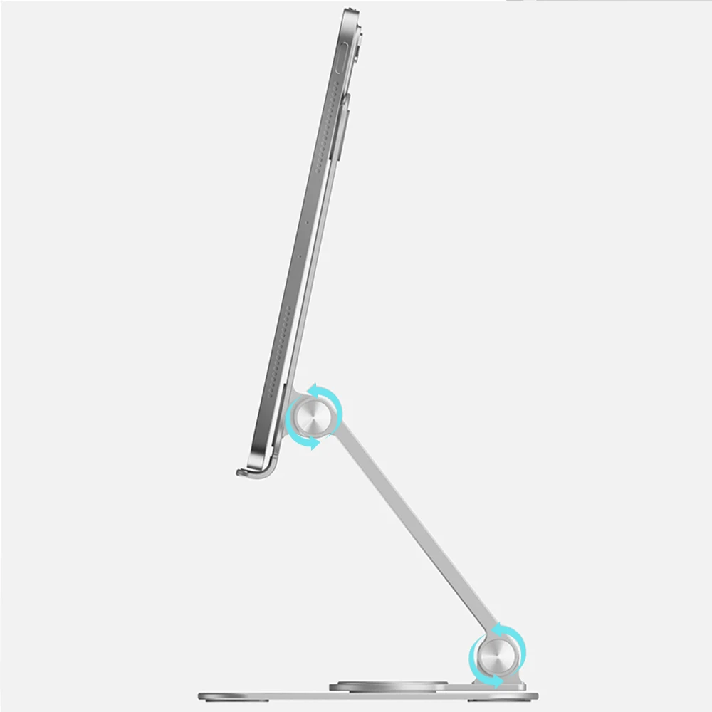 Supporto per Tablet in alluminio girevole regolabile per iPad Pro con supporto da tavolo pieghevole con Base rotante 360 compatibile con tutti i