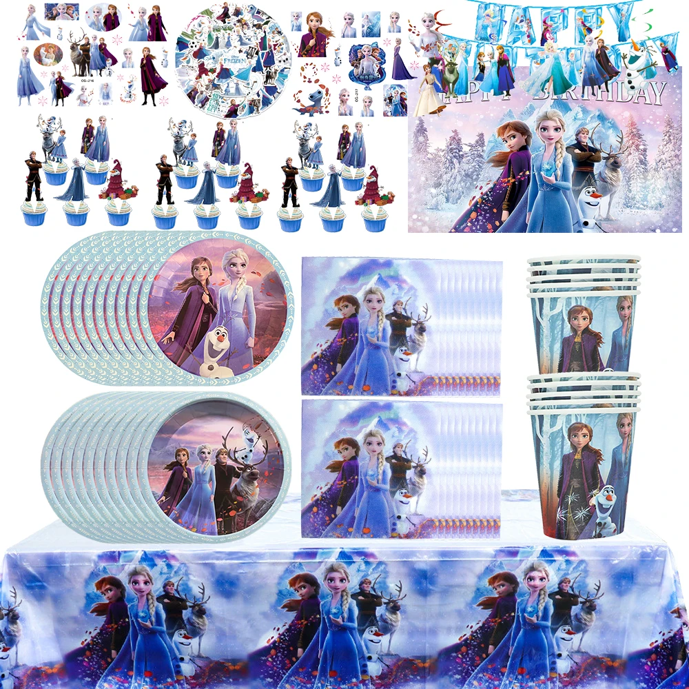 

Cartoon Frozen Anna Elsa Princess Girl Baby Shower Party Favor Birthday Party Decoration Cup Plate Balloons Tablecloth Tableware