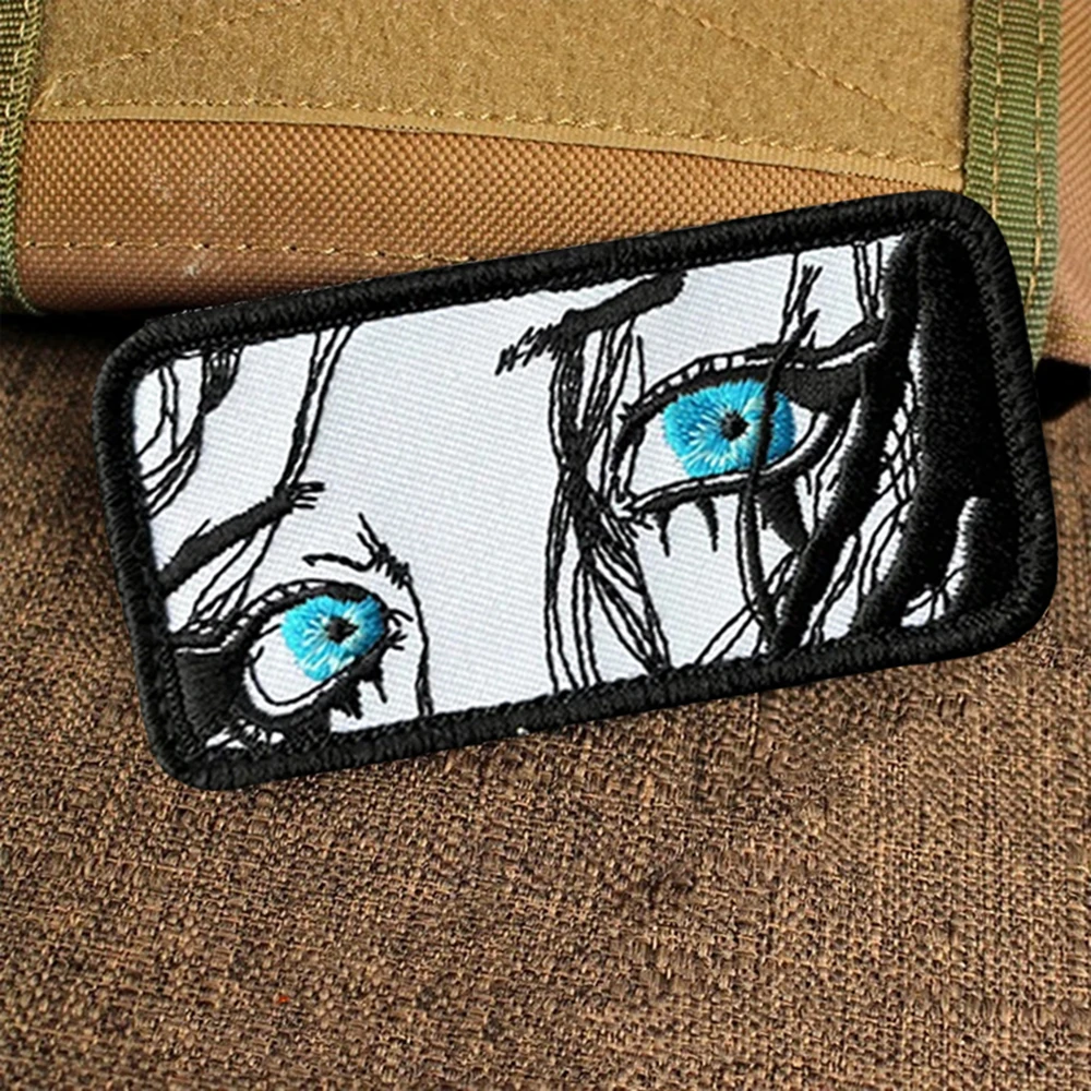 

Tactical Chevron Girl Eyes Anime Embroidery on Clothes Hook&Loop Patch Personality Morale Badge Patch Military Backpack Stickers
