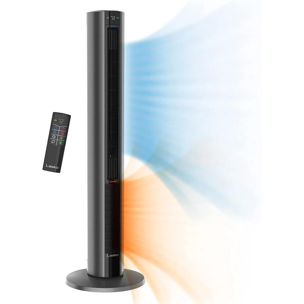 Tower Fan and Space Heater, Flip Switch, 4 Fan Speeds, 3 Heating Settings and Remote Control, 42 Inches, 1500W