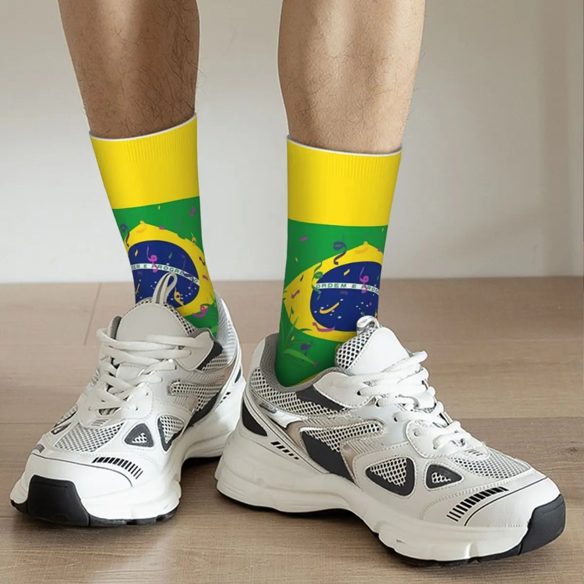 Brazil National Flag Socks Harajuku High Quality Stockings All Season Long Socks Accessories for Unisex Birthday Present