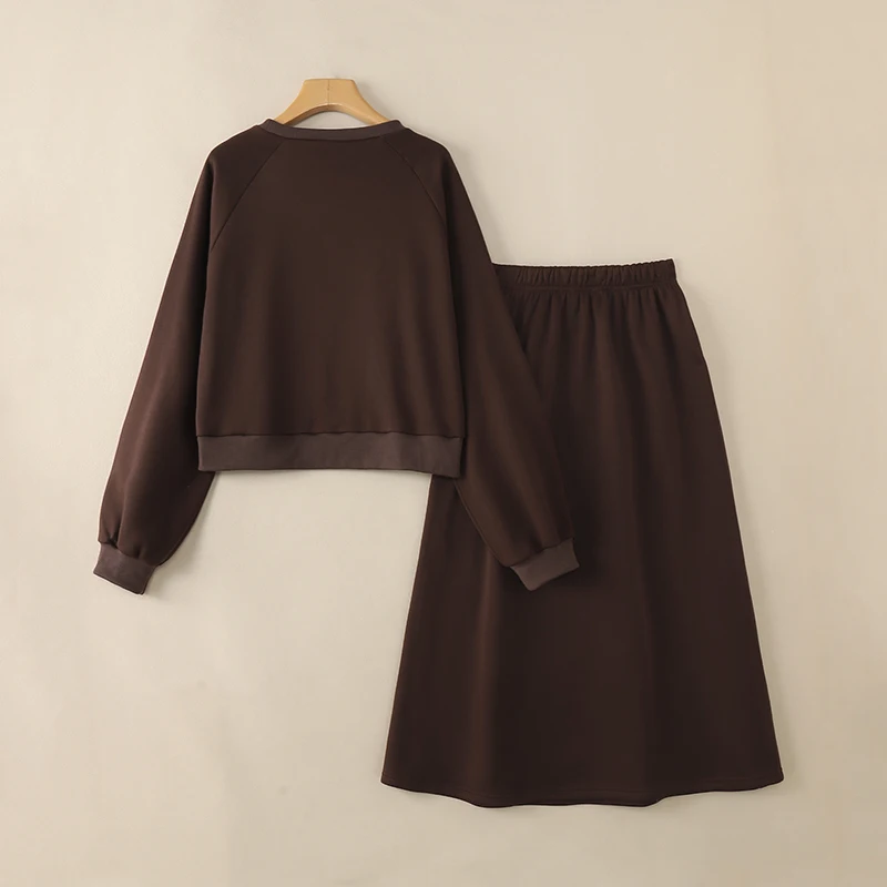 ชุดเซ็ตแฟชั่นผู้หญิง ZANZEA 2026 ชุดลำลอง 2 ชิ้น เสื้อแขนยาวและกระโปรงยาวเอวสูง ชุดลำลองสีพื้นแบบหลวม