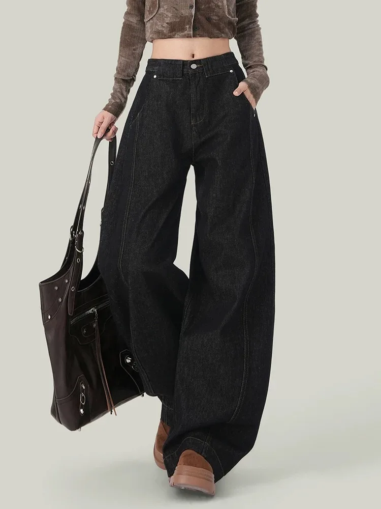 Jean à couteau incurvé Y2K pour femmes, pantalon rétro américain à jambes larges, ample, haut de gamme, tendance