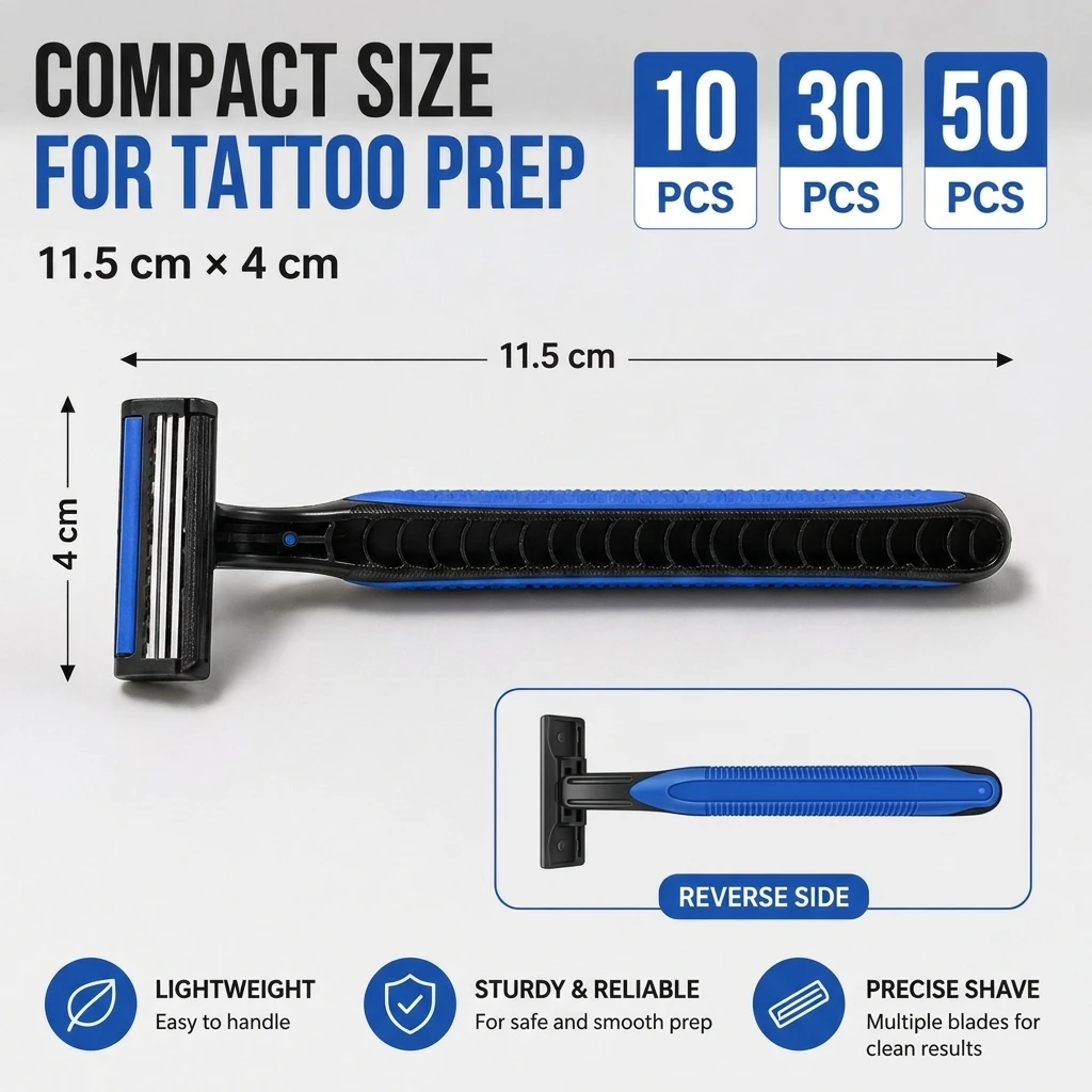 10/30/50pcs Disposable Tattoo Razors Stainless Steel Blade With Clear Safety Cap Shaving Razor Tattoo Clean Accessories Supplies