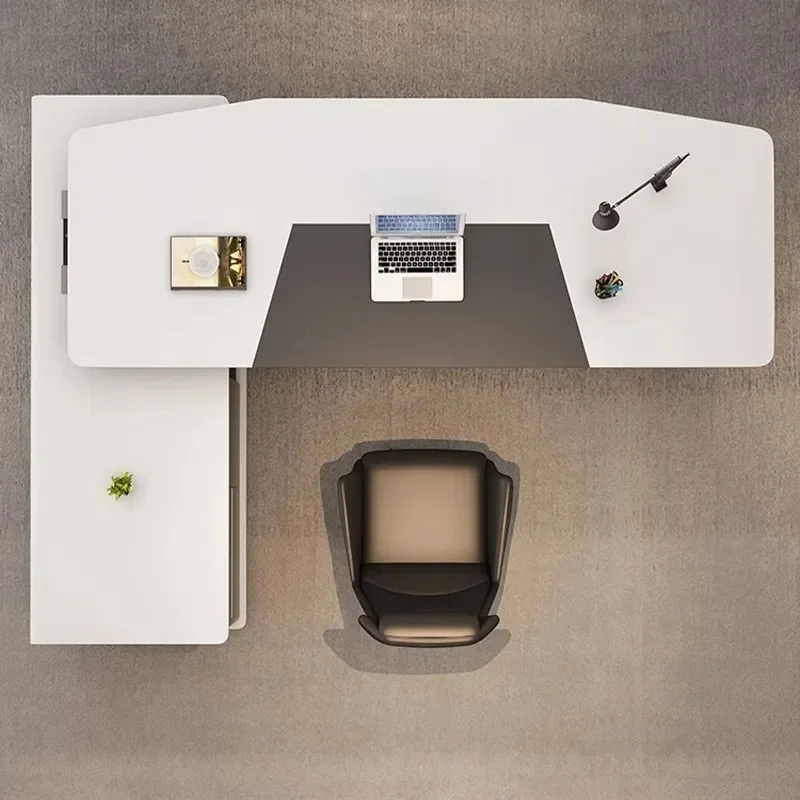 Customized baked paint boss desk white simple modern office desk supervisor single person office desk and chair combination
