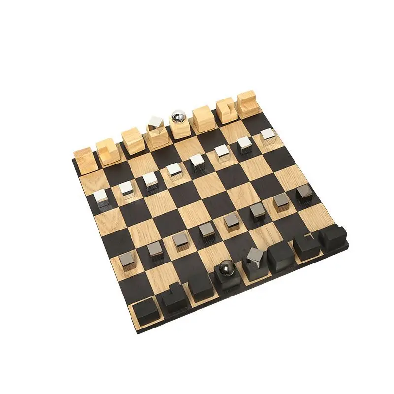 Creative Modern Minimalist Solid Wood Chessboard Chess Ornament Sales Office Hotel Tabletop Designer Soft Decoration