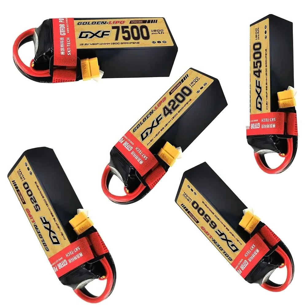 

DXF Battery 4S Lipo 15.2V 3500mAh 4200mAh 4500mAh 5200mAh 6500mAh 7500mAh 150C XT60 Plug Hardcase RC Car Buggy Truggy Offroad