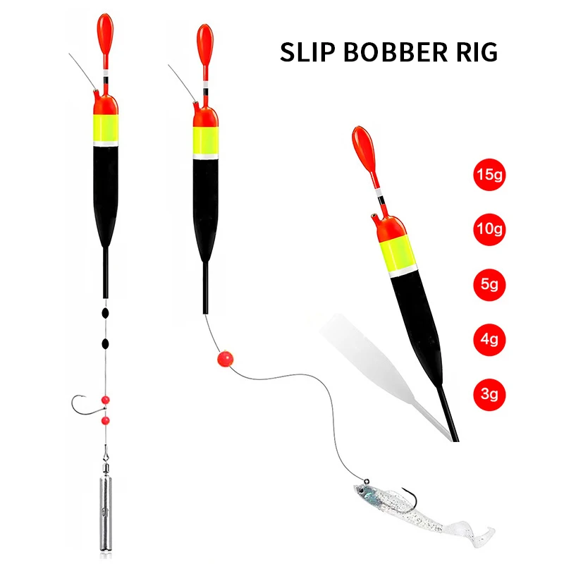 2pcs Slip Bobber Fishing Floats and 2 pack Float Stops, Balsa Slip Floats Fishing Corks for Crappie Panfish Trout Bass