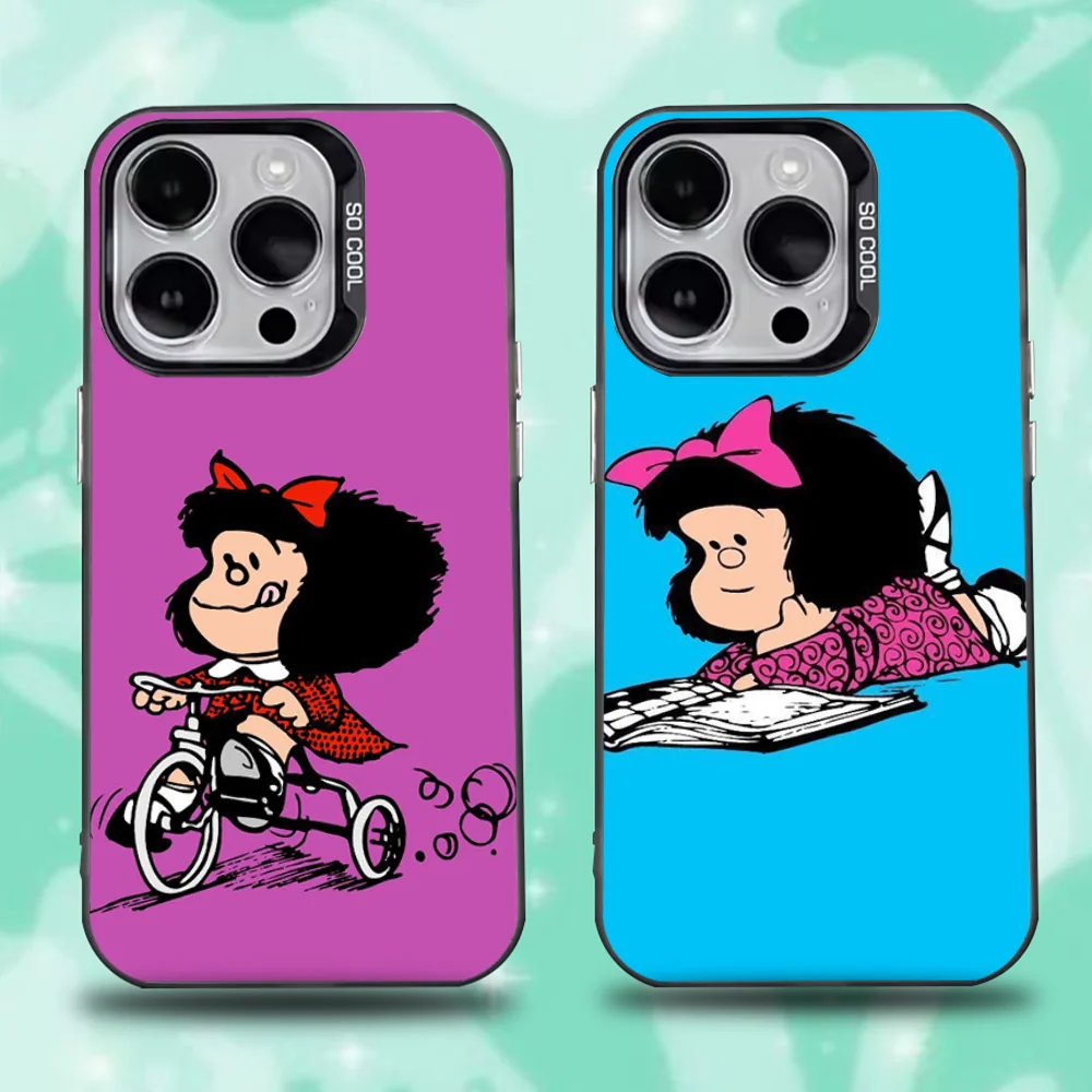 

Anime M-Mafalda Phone Case For iPhone 16,15,14,13,12,11,Pro,Max,Plus,Mini,XS,SE Anti Fall Black Matte Hard Bumper