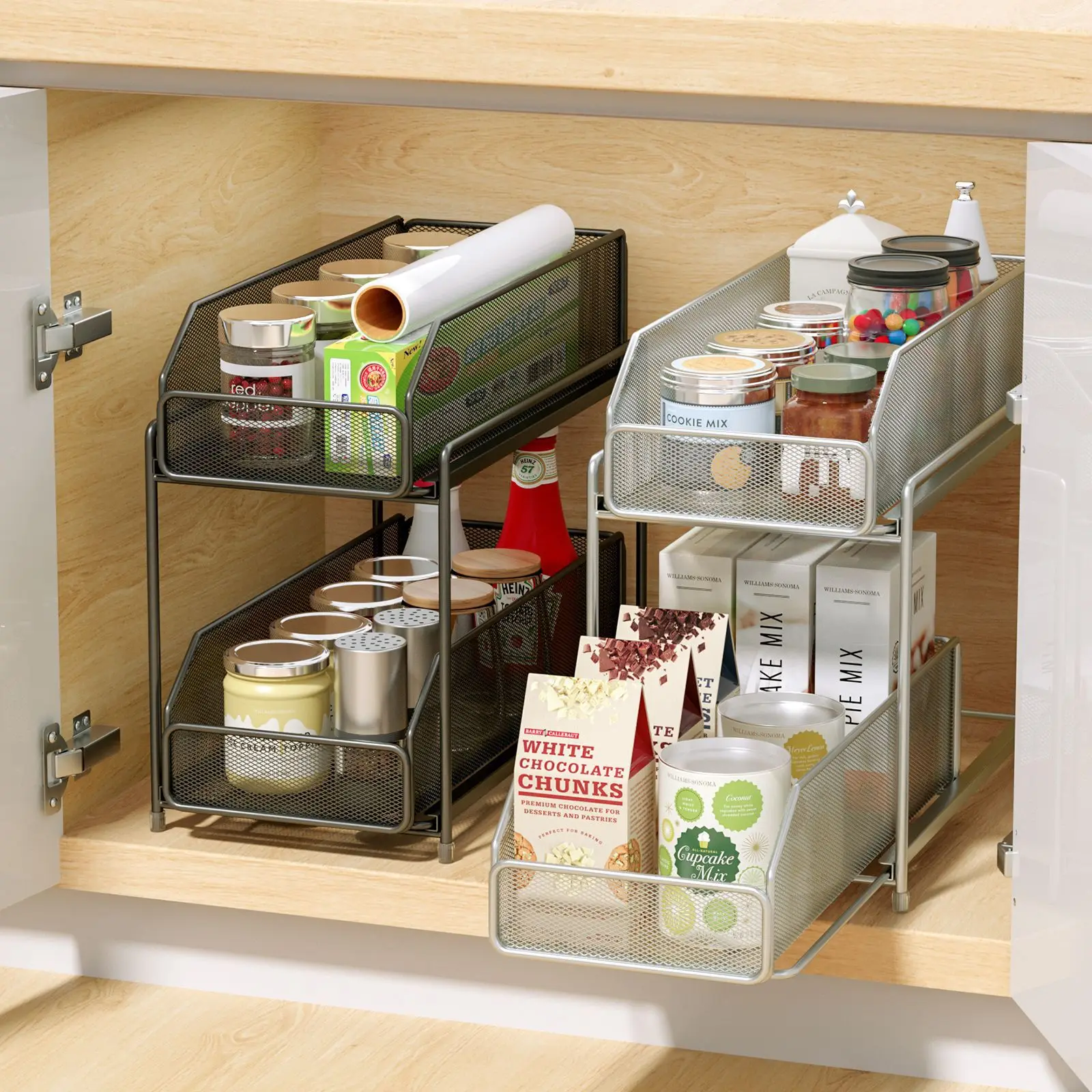 

Multi-function Cabinet Shelf Table Top Cosmetic Sundries Basket Kitchen Sink Drawable Multi-layer Flavoring Storage Rack