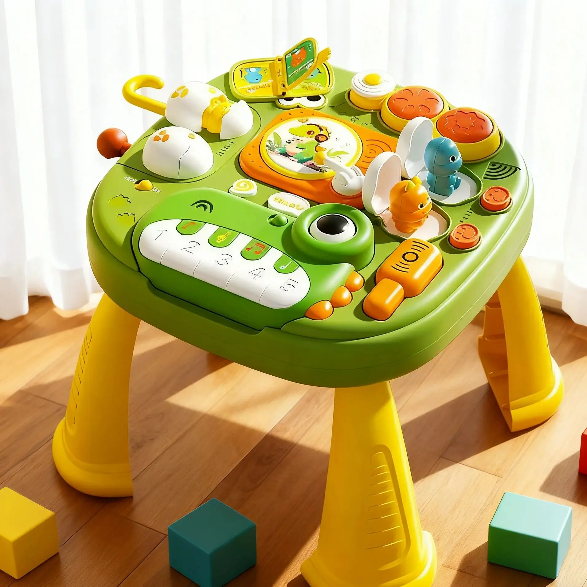 Tavolo da gioco educativo multifunzionale per bambini, scrivania per l'apprendimento precoce, giocattoli per lo sviluppo dell'intelligenza, tavolo per dinosauri per i più piccoli