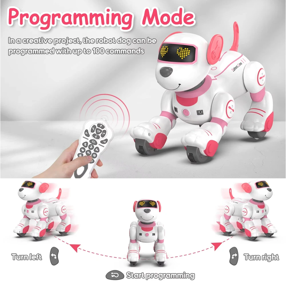 リモコン付きインテリジェントロボット犬,電子歌,ダンス,スマートフォロー,音楽おもちゃ,プログラム可能な子犬,子供向けギフト