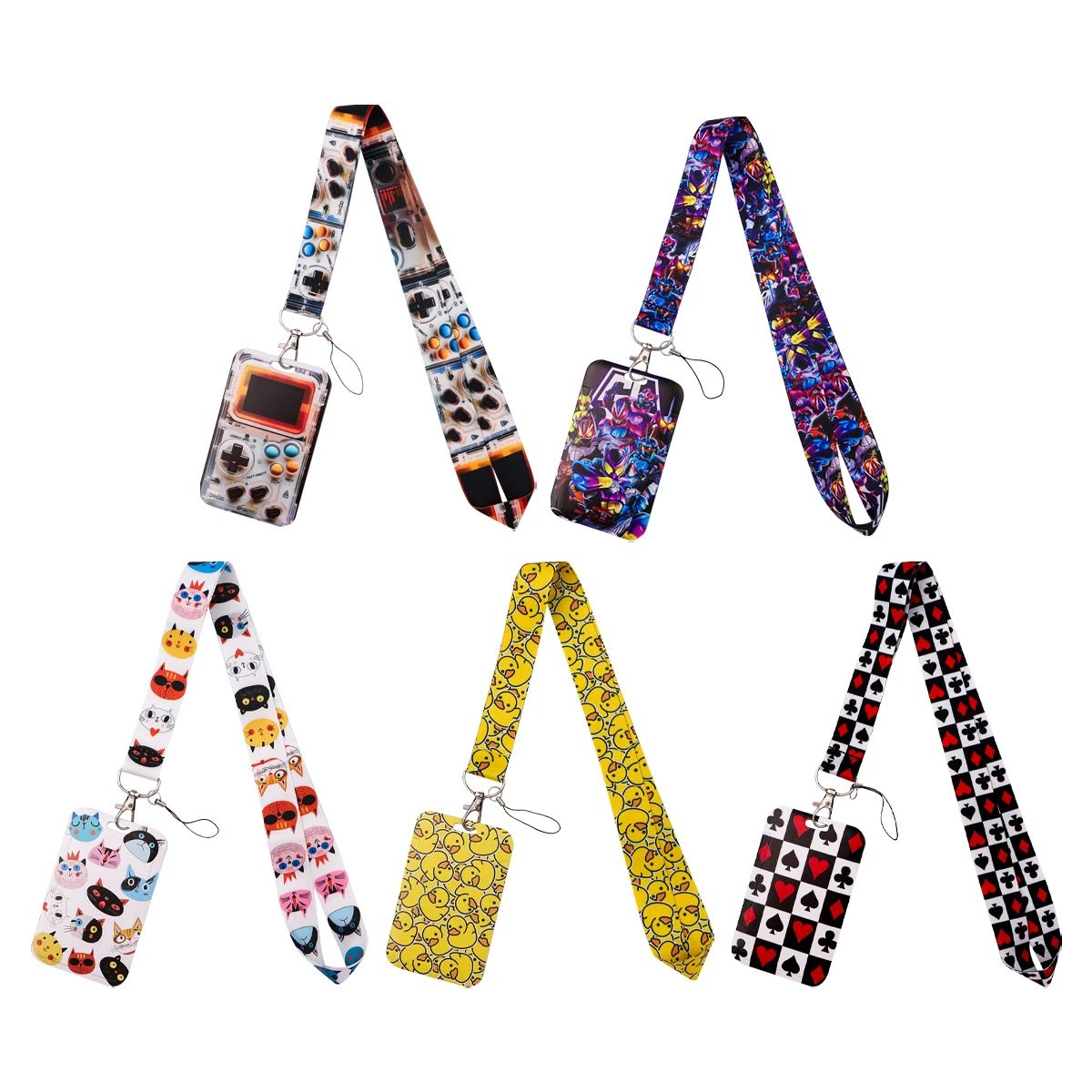 Cartoon Animals Lanyard Neck Strap Keychain Aniem Game Card Cover Badge Holder Mobile Phone Hang Rope Keyring Accessories Gift